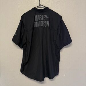 Harley-Davidson Men's Black Short-Sleeve button up Shirt